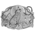 Wolves Antiqued Belt Buckle
